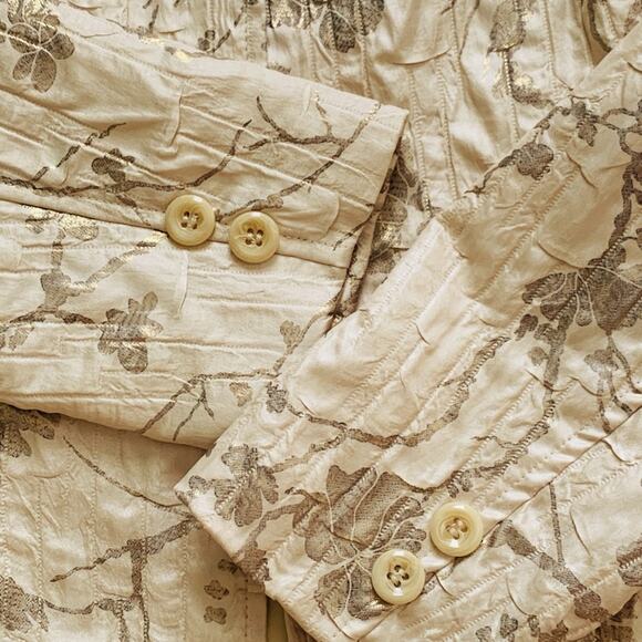 Erin London Blazer Jacket Cream Ivory Gold Floral Lightweight Jacket Medium NEW - Picture 9 of 14